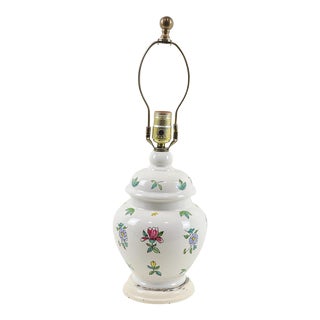 Late 20th Century Hand Painted Floral Ginger Jar Table Lamp For Sale