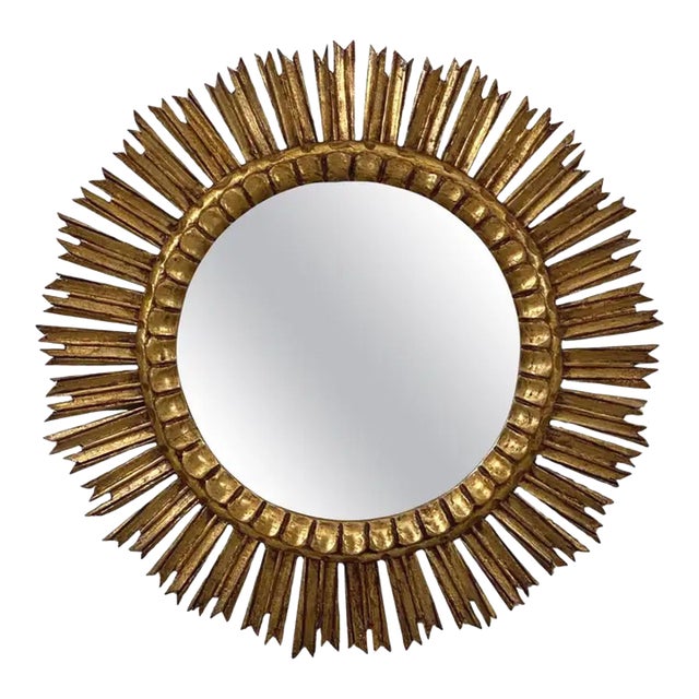 Spanish Gilt Sunburst or Starburst Mirror (Diameter 25) For Sale