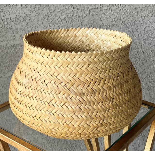 Mexican Late 20th-Century Nicely-Sized Tarahumara Handwoven Sotol Leaf Cachepot, Mexico For Sale - Image 3 of 18