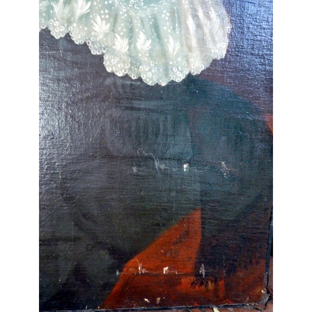 Large 19th C. American Portrait of a Gentlewoman in Spectacles Restored Oil on Canvas For Sale In Los Angeles - Image 6 of 10