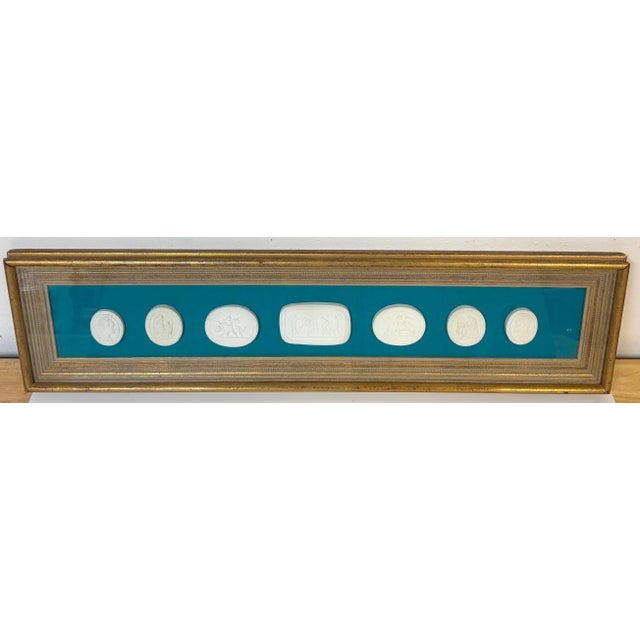 Framed Group of Seven Italian Grand Tour Cast Plaster Intaglios, 19th Century For Sale - Image 12 of 18