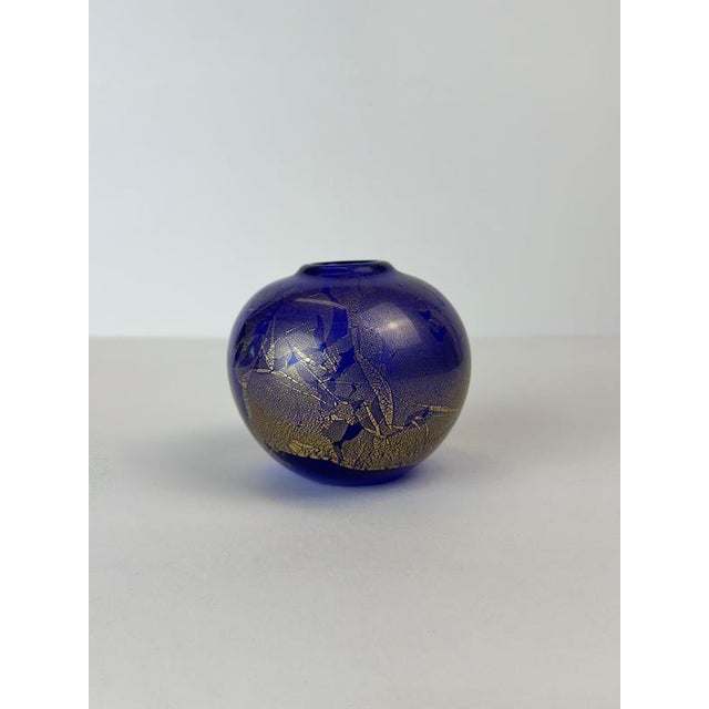 Blue Azurene Cobalt Blue and Gold Glass Vase by Michael Harris, 1978 For Sale - Image 8 of 9