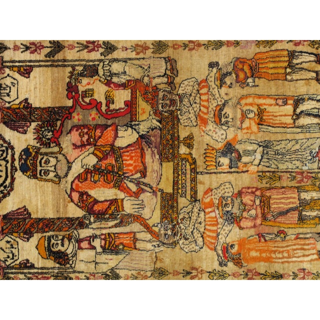 Antique Persian Pictorial Malayer Rug, Wall Hanging, King of Persia Handmade Rug For Sale - Image 9 of 10