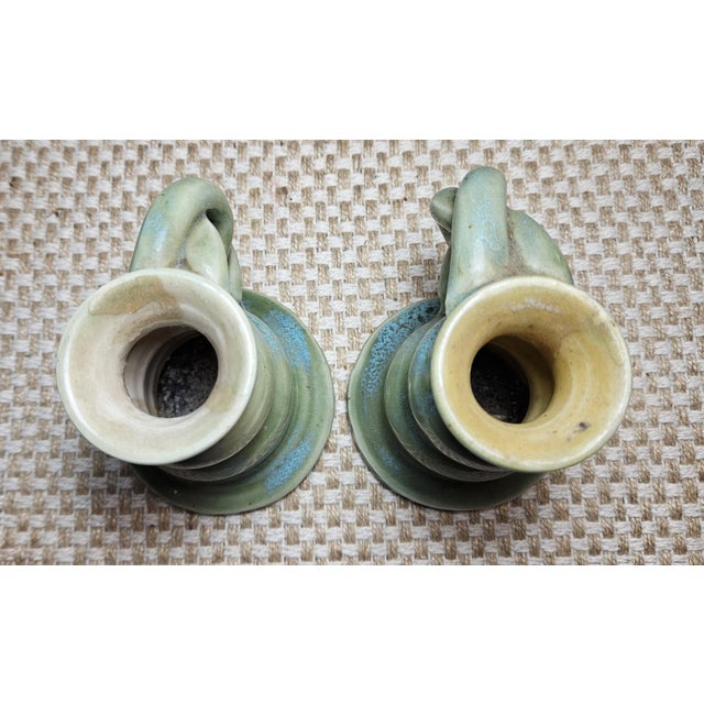 Mid 20th Century Pair of Walter B. Stephen, Pisgah Forest, North Carolina, "Twisted-Handle" Candlesticks. For Sale - Image 10 of 13