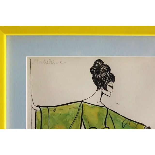 Nina Ricci 'Aubepine' 69 Watercolor Fashion Plate For Sale In New York - Image 6 of 6