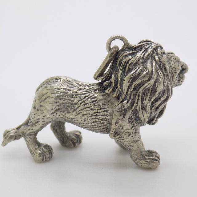 Italian Vintage Italian Handmade Genuine Silver Lion Detailed Figurine / Sculpture / Pendant For Sale - Image 3 of 10