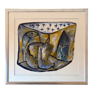 Framed Gouache on Paper Drawing by Jean-Jacques Blot For Sale