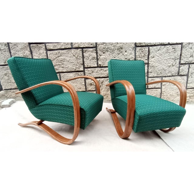 Beautiful, iconic H-269 armchairs from the famous designer Jindřich Halabala. This model is also exhibited at the Museum...