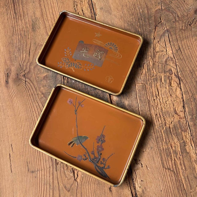 Meiji Period Wooden Lacquerware Trays, Urushi-E, Japan, 1890s, Set of 2 For Sale - Image 6 of 16