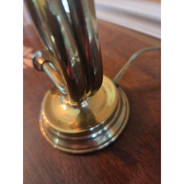 Metal Vintage Equestrian English Style Horse Hunting Brass Horn-Shaped Lamp For Sale - Image 7 of 11