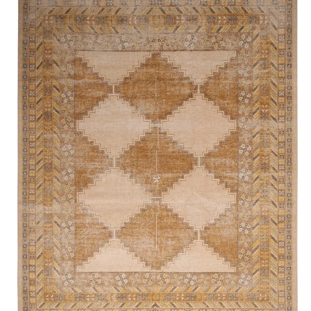 Tribal Rug & Kilim’s Distressed Harlequin Rug in Gold, 10x14 For Sale - Image 3 of 8