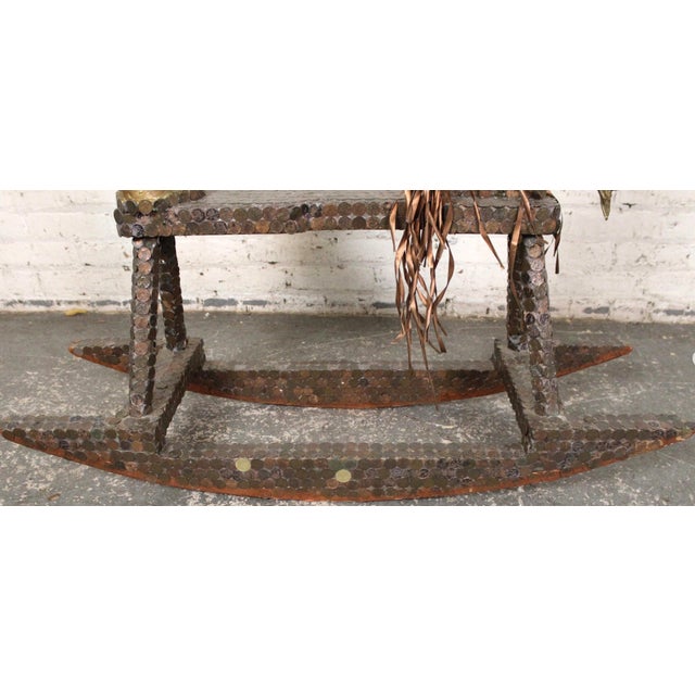 Brown Late 20th Century Handmade Penny Covered Rocking Horse For Sale - Image 8 of 8