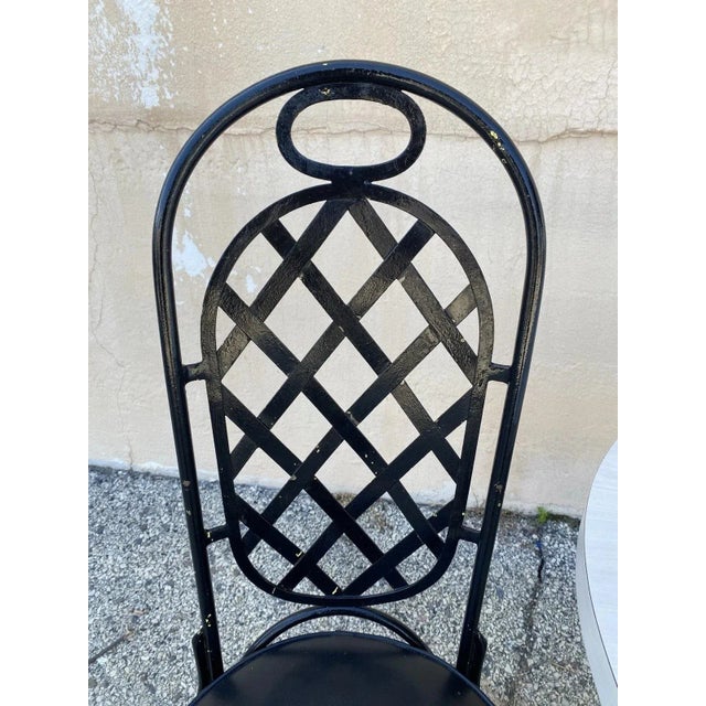 Vintage Mid Century Modern Black Iron Kitchen Dining Set 4 Chairs Table 5 Pc Set For Sale In Philadelphia - Image 6 of 12