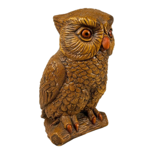 Mid-Century Chalkware Owl Sculpture - 9"