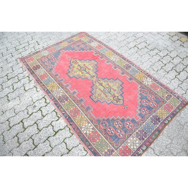 1960s 1960s Vintage Turkish Tribal Rug For Sale - Image 5 of 11