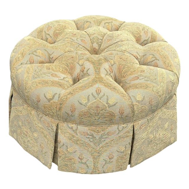 French Abusson Style Upholstered Skirted Ottoman by Pearson For Sale