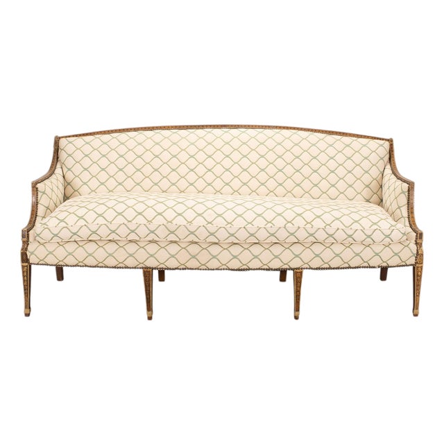 19th C. English Georgian Neoclassical Painted Cabriole Sofa For Sale