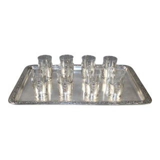 Vintage Christofle Silver Tray & Shot Glasses For Sale