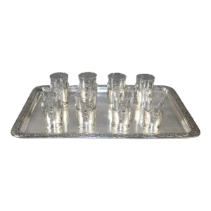 Vintage Christofle Silver Tray & Shot Glasses