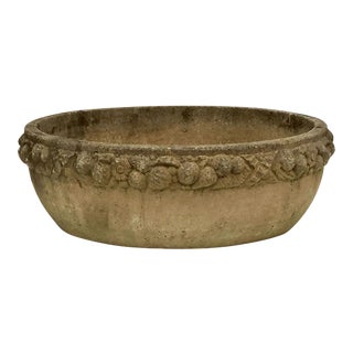 Four Large Round English Garden Stone Low Planters 'Individually Priced' For Sale