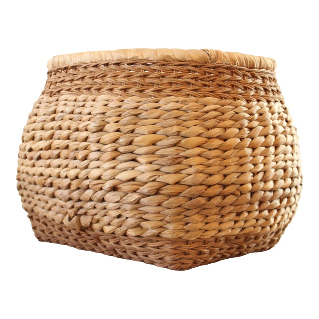 Large Handwoven Sea Grass/Rattan Basket For Sale