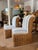 Hollywood Regency 1980s Woven Rattan Slipper Chairs in Blue and White Stripe For Sale - Image 3 of 4