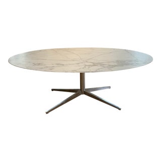 Oval Knoll Marble Top Dining Table For Sale
