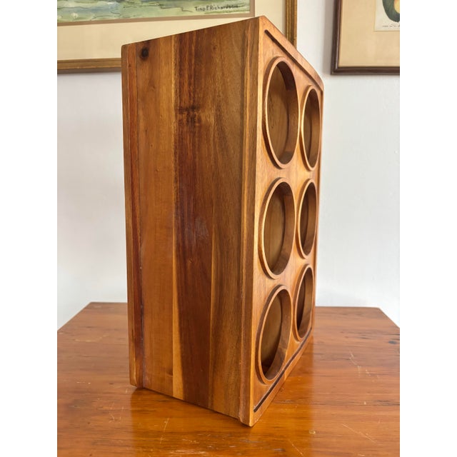 Mid-Century Modern 1970s Vintage Danish Modern Walnut Wine Rack, Holds 6 Bottles For Sale - Image 3 of 11