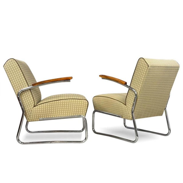 Bauhaus Vintage Bauhaus Chrome Lounge Chairs, 1930s, Set of 2 For Sale - Image 3 of 9