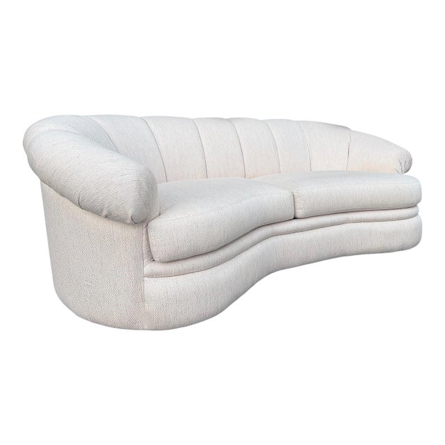Thayer Coggin Curved Channeled Asymmetric Sofa, Usa 1980s For Sale