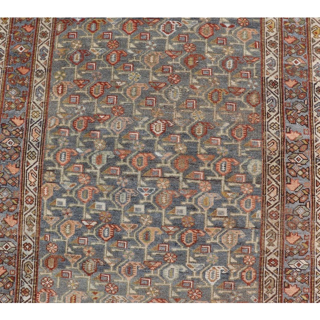 Early 20th Century Antique Persian Gallery Kurdish Runner With All-Over Floral Design 4'1" X 17'2" For Sale - Image 5 of 13