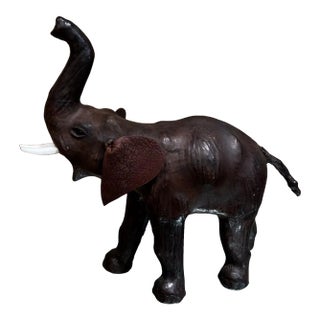 Mid-Century Modern Leather Elephant Table Sculpture, 1960s Style For Sale
