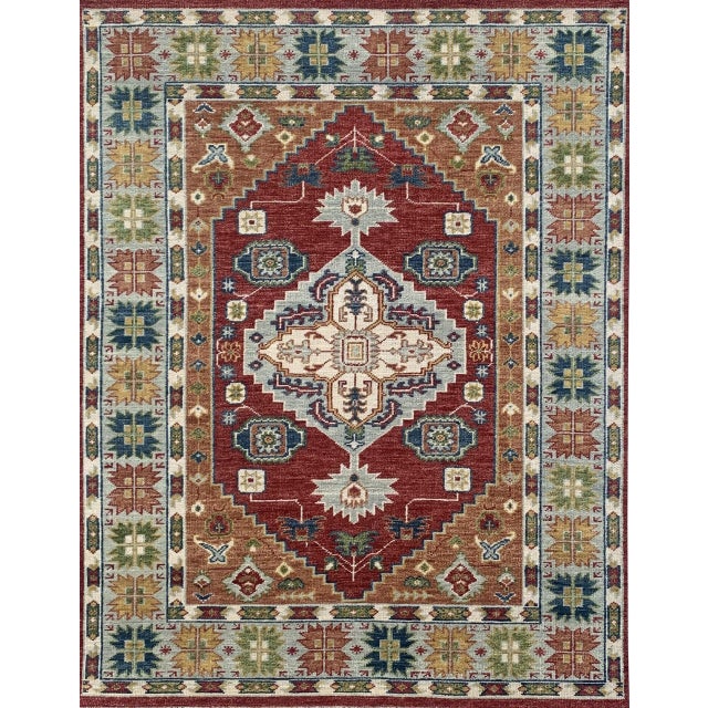 2020s 8x10 Sophie Chic Red Traditional Tribal Geometric Hand Knotted Wool Carpet Rug For Sale - Image 5 of 5