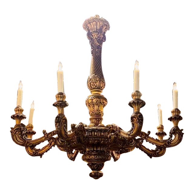 19th Century French Giltwood Chandelier For Sale
