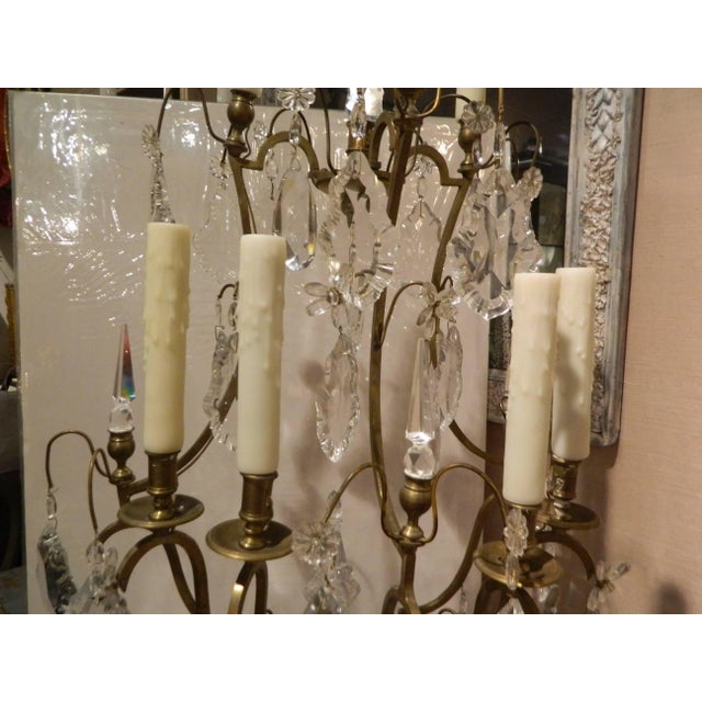 Seven-Light Bronze and Cut Crystal Candelabra Girandoles, 19th Century - a Pair For Sale In Savannah - Image 6 of 11