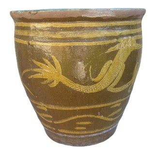 Large Asian Tony Duquette Style Brown Dragon Egg Pot Cachepot Planter Outdoor Accents For Sale
