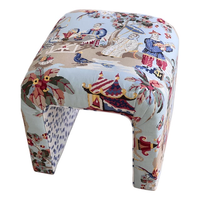 Contemporary Waterfall Bench in Brunschwig and Fils For Sale