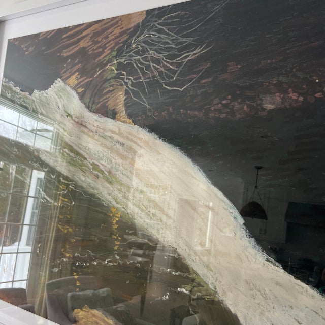 2000 - 2009 Large Scale Framed Abstract Landscape Pastel Painting of a Waterfall For Sale - Image 5 of 8