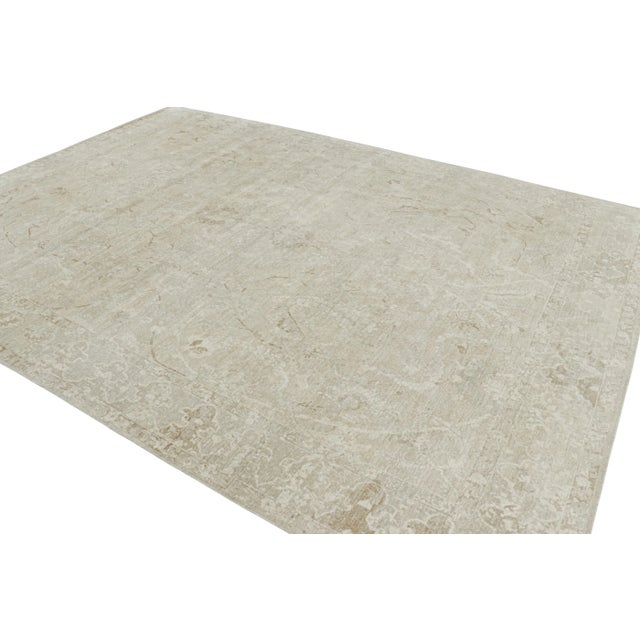 Rug & Kilim Rug & Kilim’s Oushak Style Rug in White, Beige and Gray, With Floral Patterns For Sale - Image 4 of 7