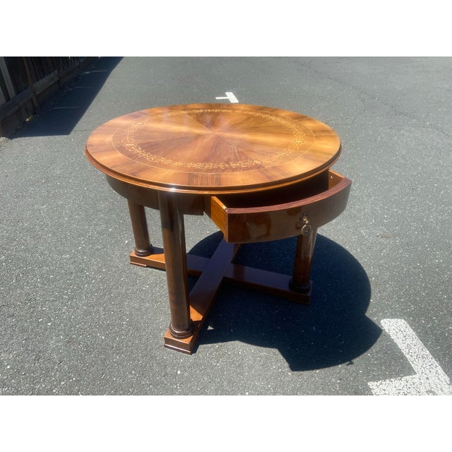 Wood Vintage French Empire Style Round Mahogany Accent Round Table For Sale - Image 7 of 12