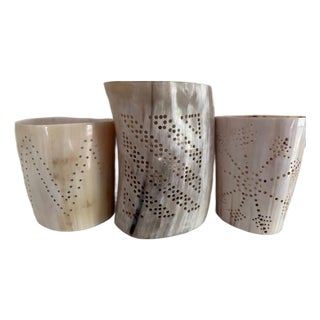Three Ugandan Designed Ankole Candle Holders Manufactured In Uganda By Wied For Sale