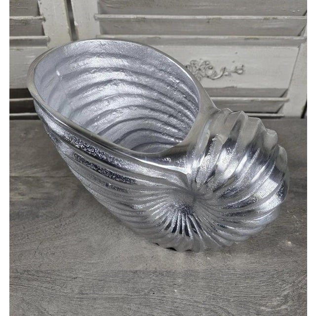 Sculptural Nautilus Shell Polished Aluminium Champagne & Wine Cooler For Sale - Image 9 of 11