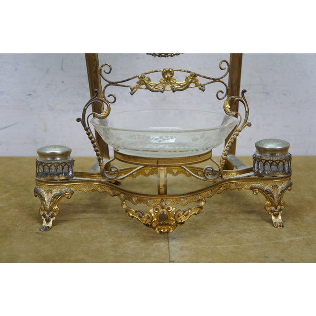 Antique French Napoleon III Neoclassical Gilt Bronze Vanity Mirror Watch Stand For Sale - Image 6 of 18