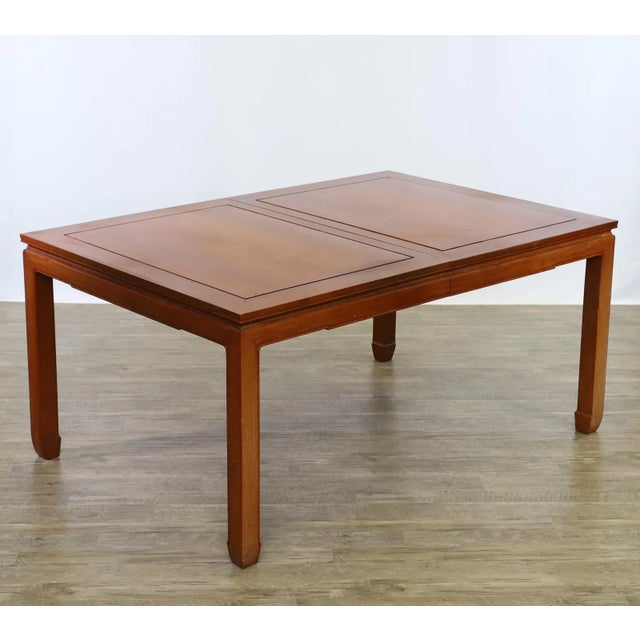 Brown Mid 20th Century George Zee & Co. Anglo-Chinese Teak Extendable Dining Table & 8 Horseshoe Back Chairs - Set of 9 For Sale - Image 8 of 12