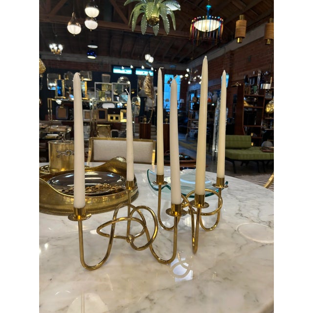 Italian 1970s Italian Brass Candelabras - a Pair For Sale - Image 3 of 4