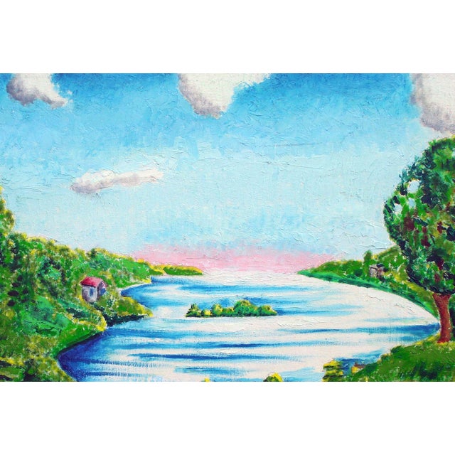 American Sunrise on the Horizon, Idyllic 1930's Landscape, 20x24, Signed Rare Work by Eloisa Rodriguez Schwab For Sale - Image 3 of 5