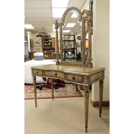 Vintage LaBarge Louis XVI Painted Vanity, Mirror For Sale - Image 9 of 16
