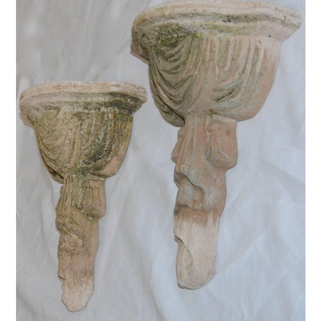 Vintage Pair of Draped Terracotta Mexican Sconces For Sale - Image 4 of 11
