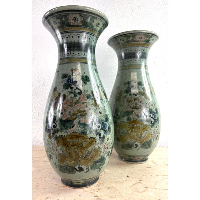 Elegant Hand Painted Pottery Vases by Maitland Smith For Sale - Image 10 of 10