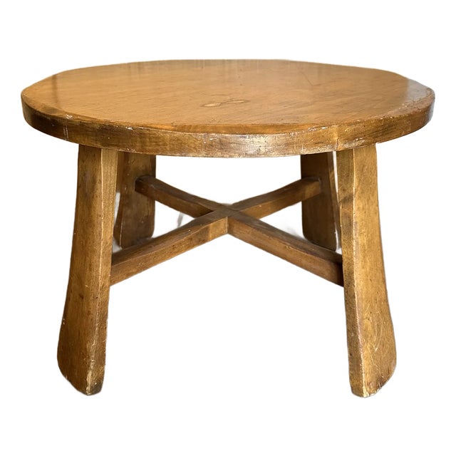 Brutalist Style Oak Side Table For Sale